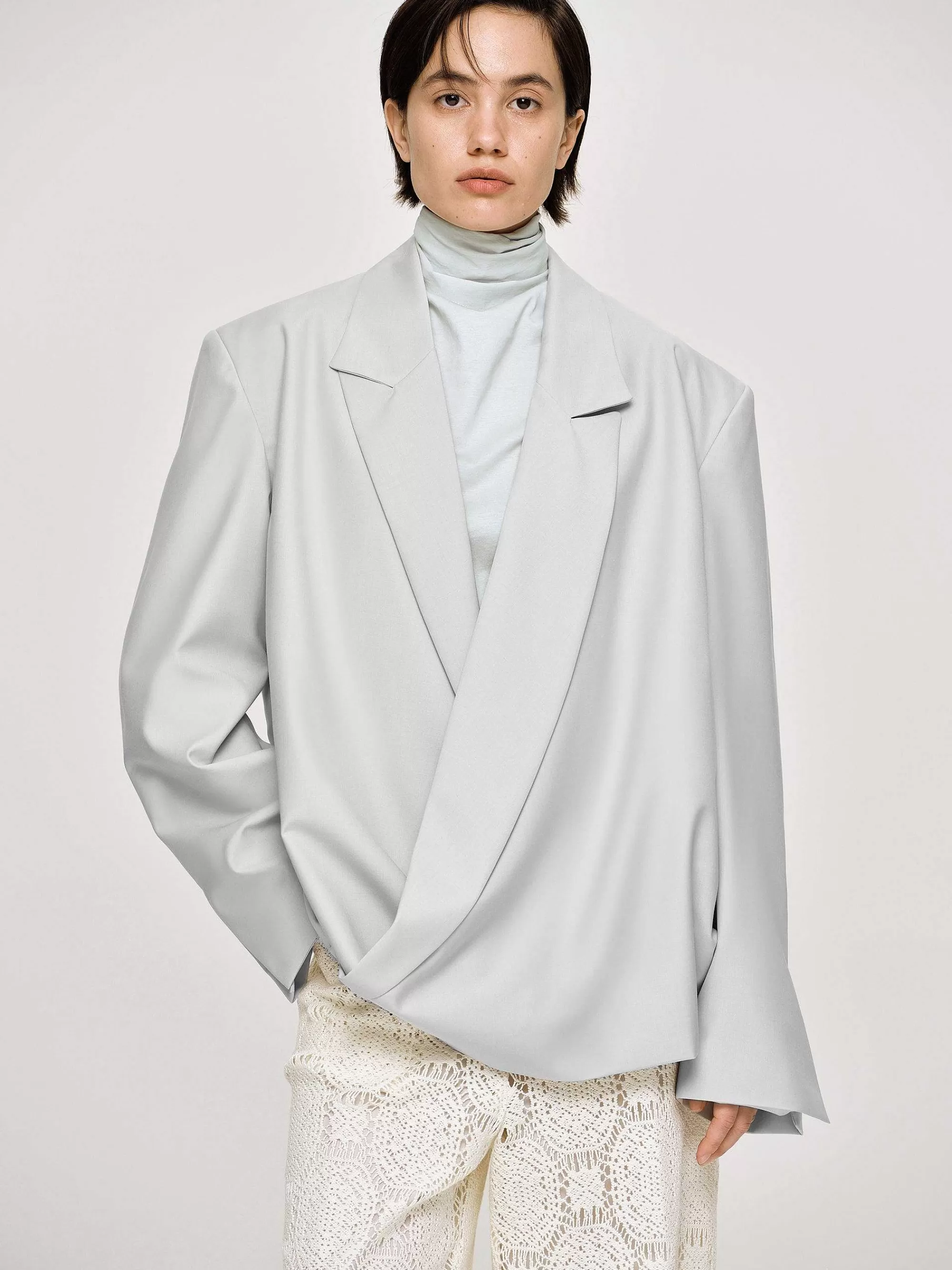 Frauen Source Unknown Baia Boxy Wrap Blazer, Gainsboro Grey