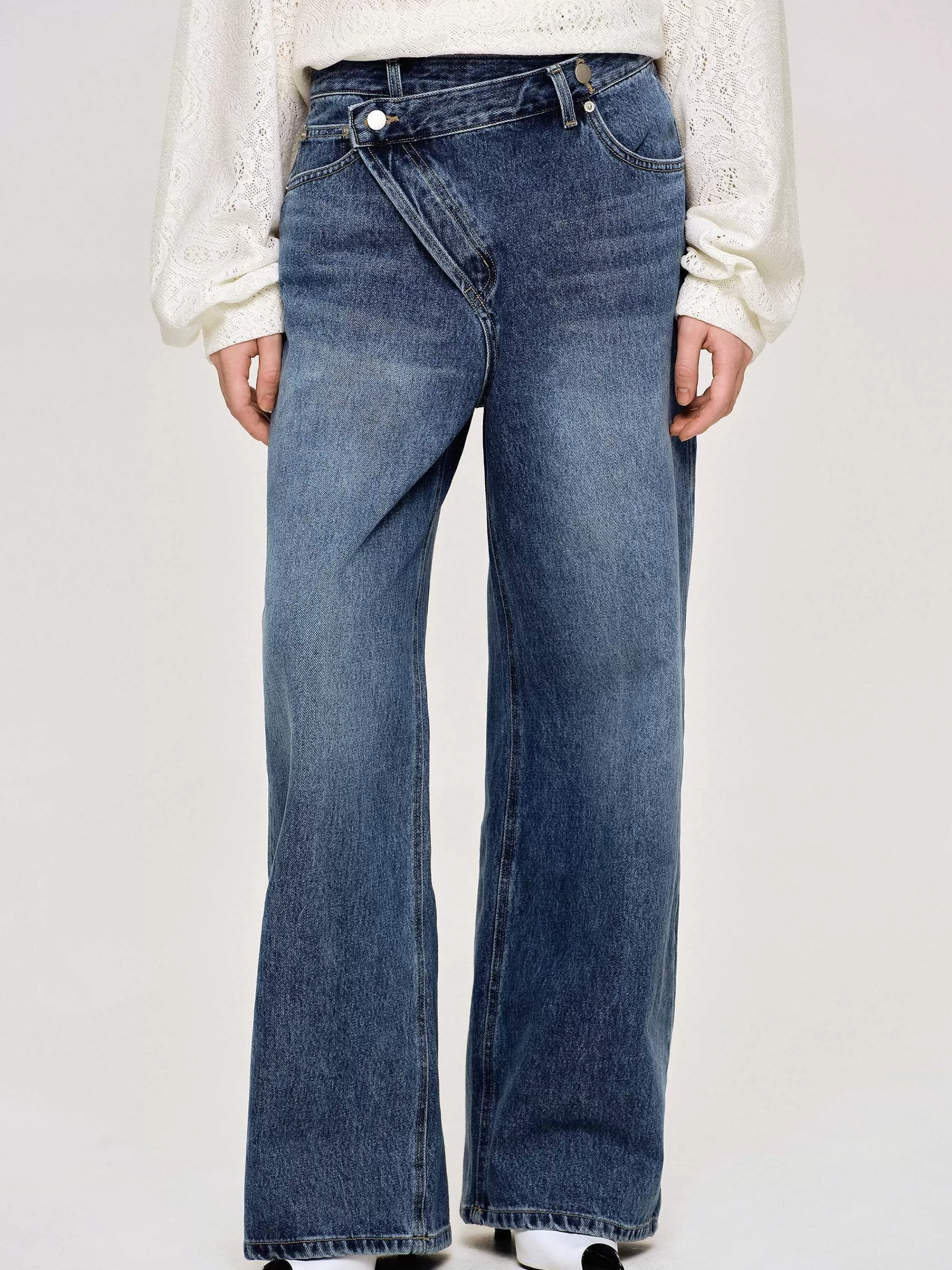 Frauen Source Unknown Crossover-Jeans, Dark Stone Wash