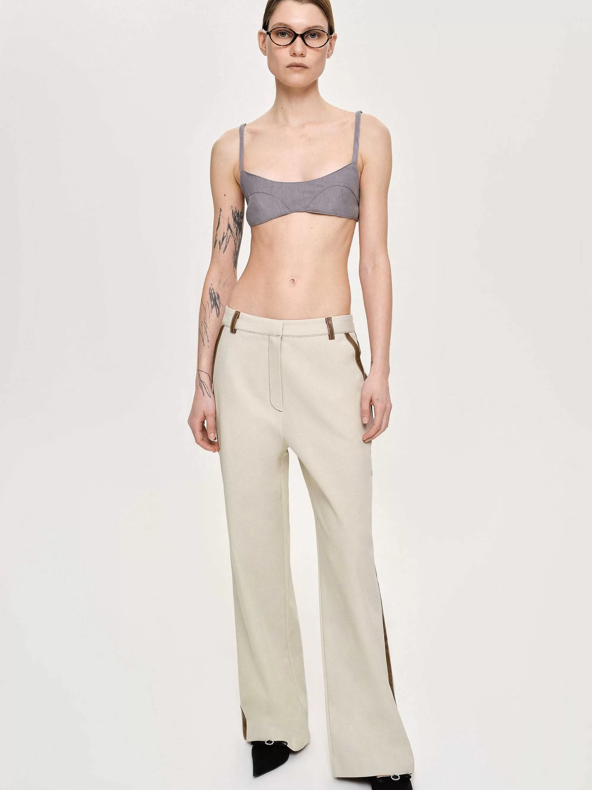 Frauen Source Unknown Hose Mit Lederbesatz, Canvas