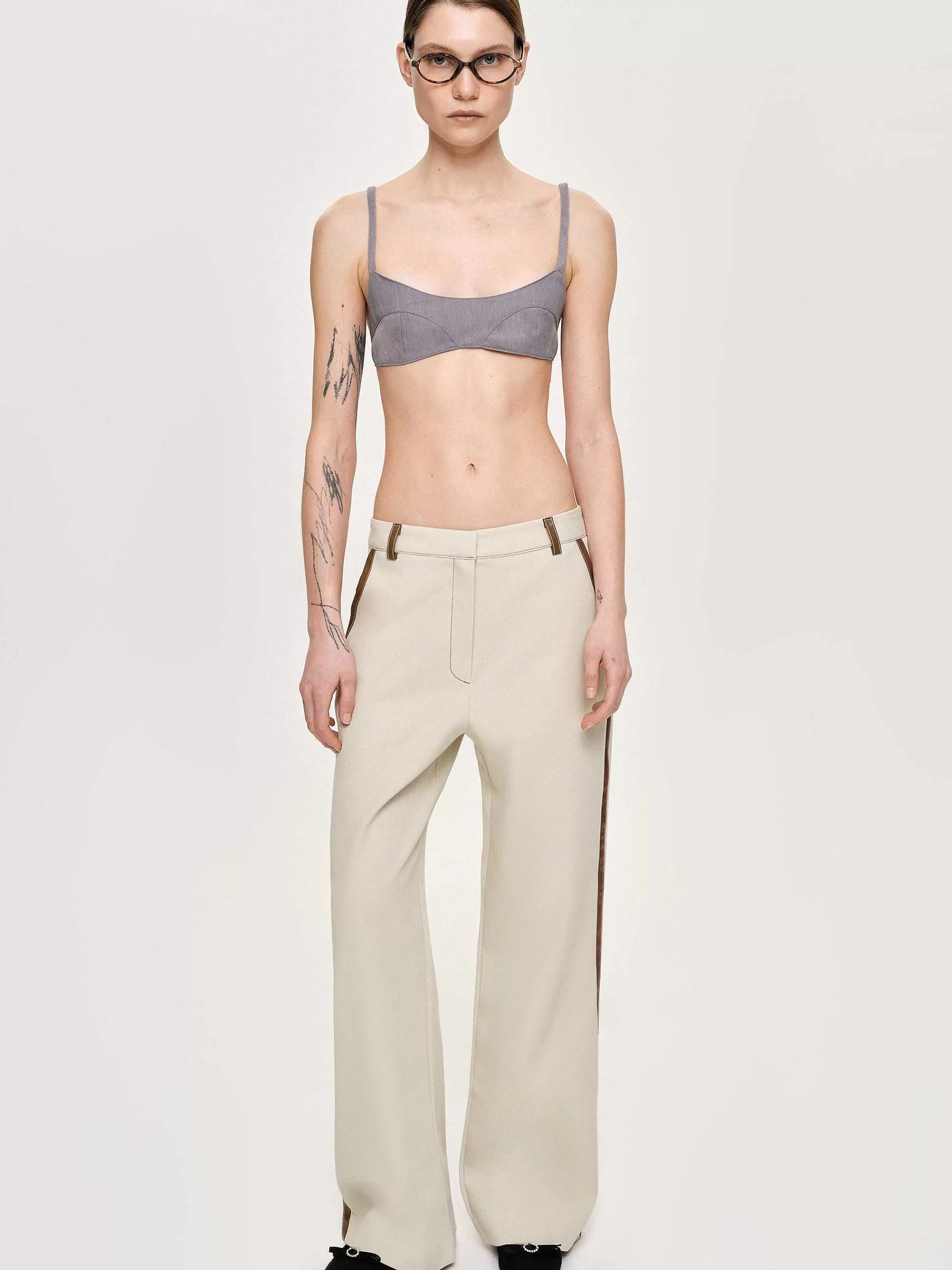 Frauen Source Unknown Hose Mit Lederbesatz, Canvas