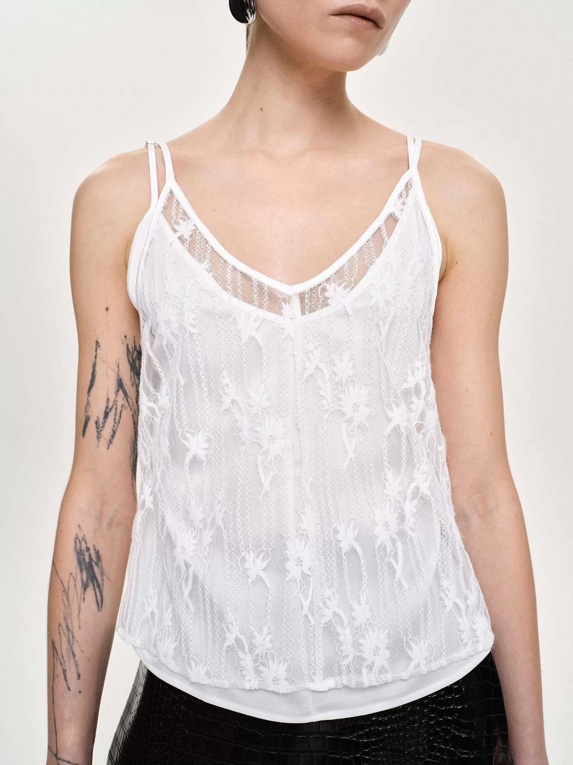 Frauen Source Unknown Intersia Blumen-Tanktop, Weis