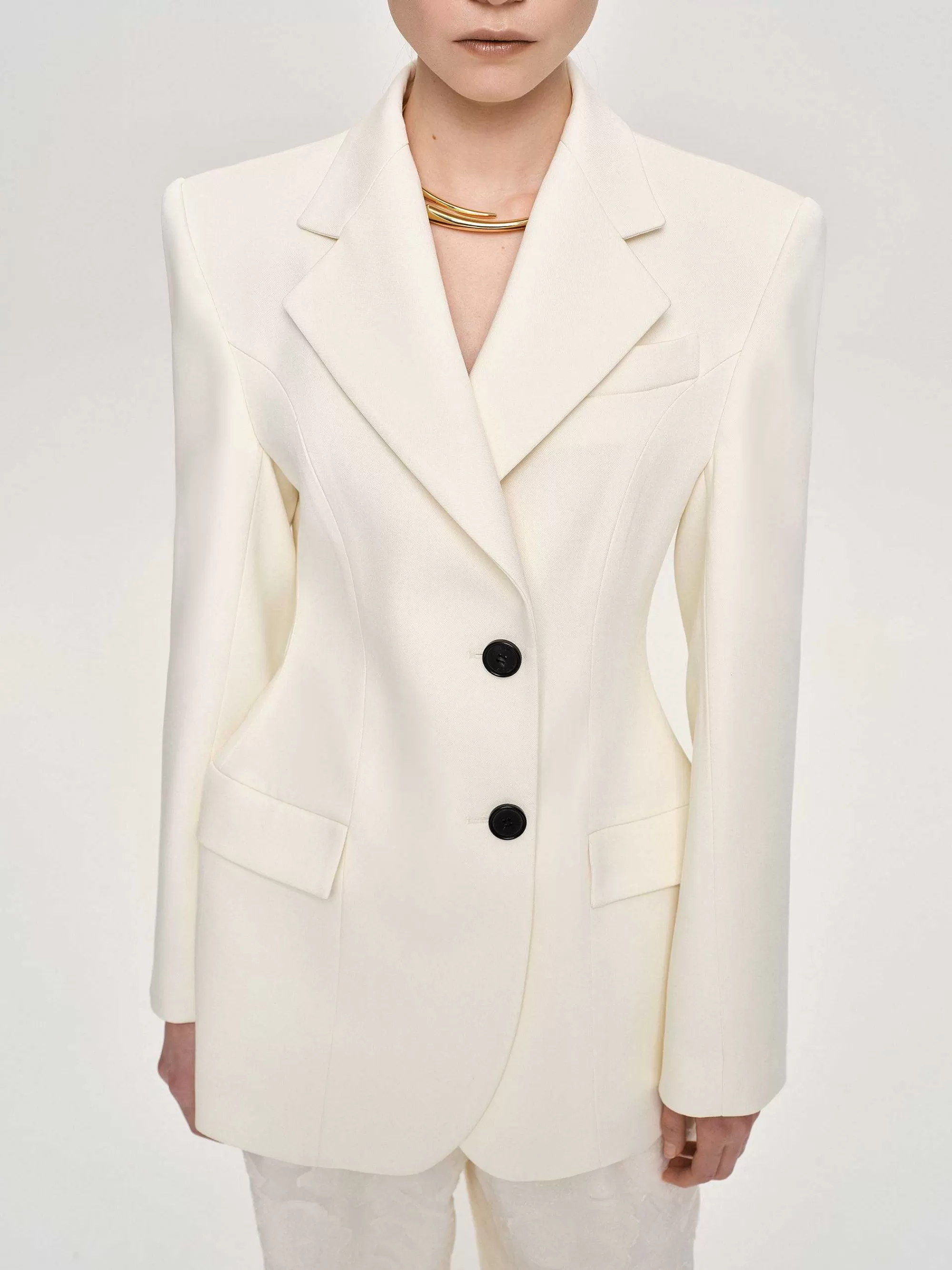 Frauen Source Unknown Poldo Sanduhr-Blazer, Creme