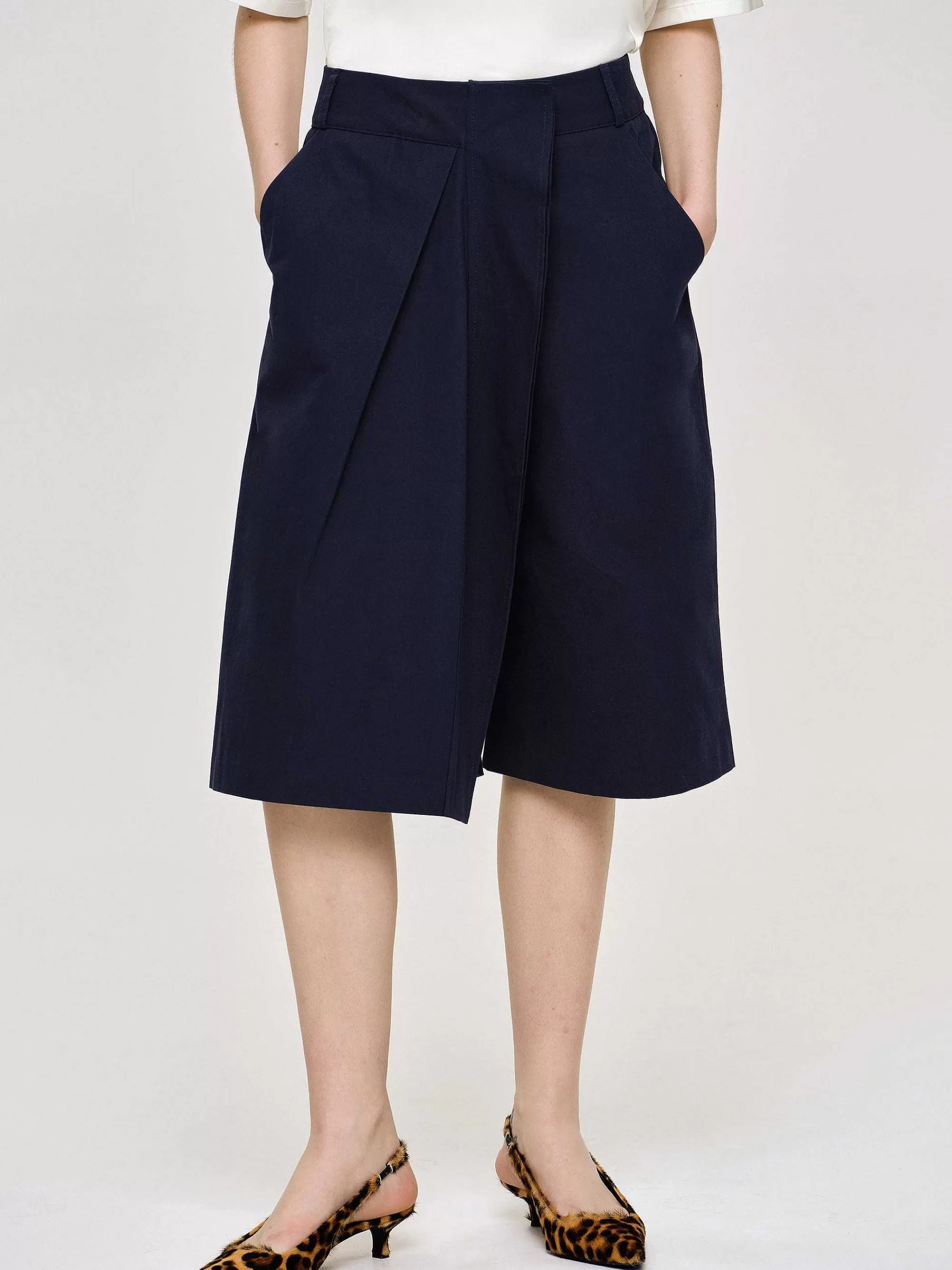 Frauen Source Unknown Wickelshorts Aus Baumwolle, Marineblau