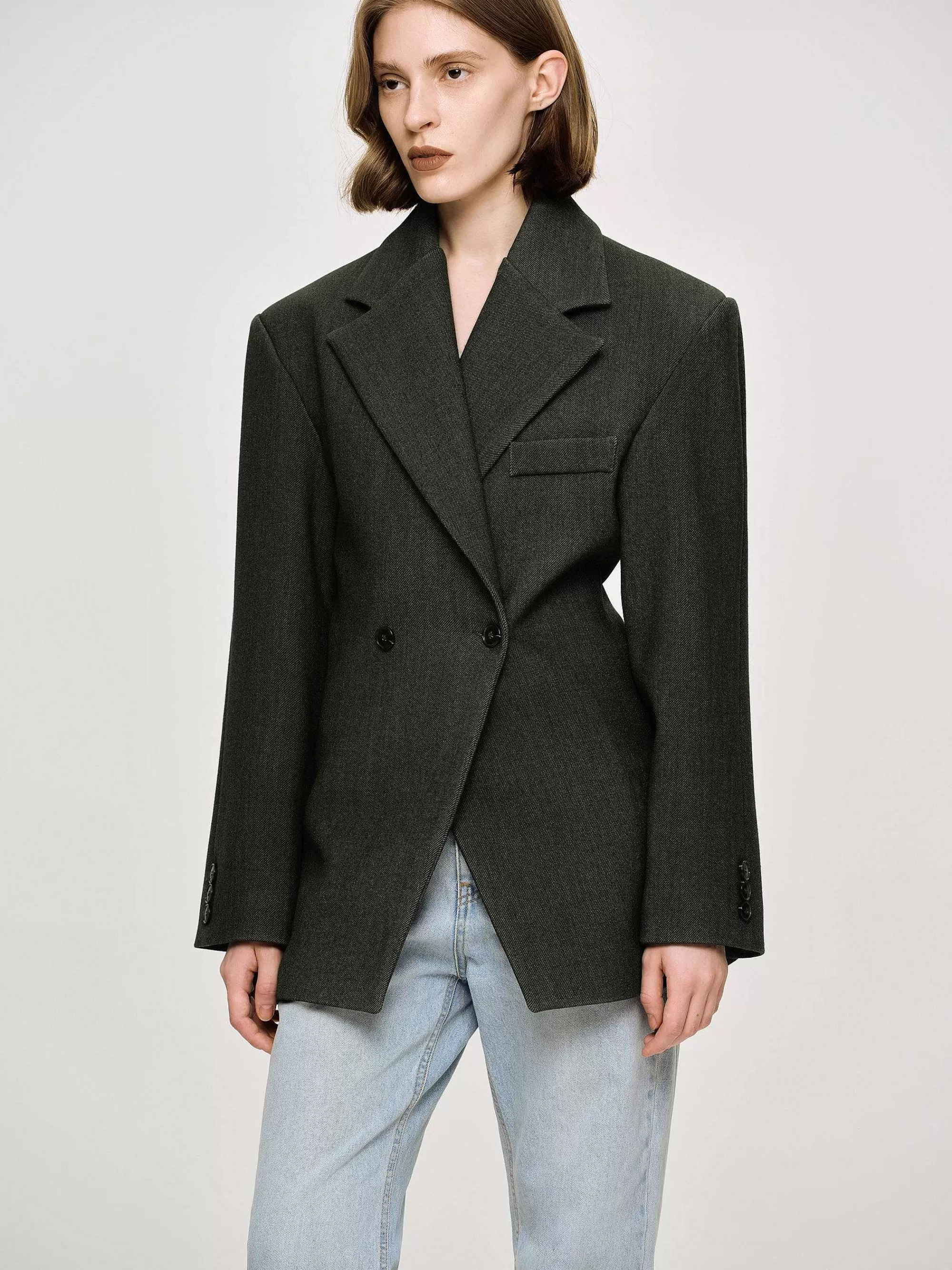 Frauen Source Unknown Zweireihiger Blazer Mit Taillenbund Von Nangy,